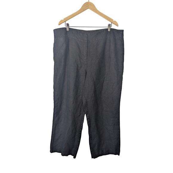 Eileen Fisher Black Linen Wide Leg High Rise Pant - Picture 1 of 6